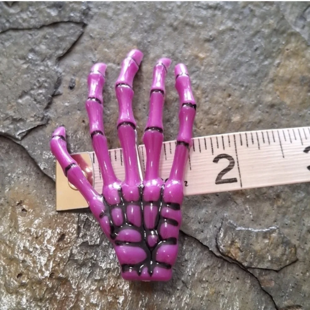 Pink Skeleton Hand Hair Clip